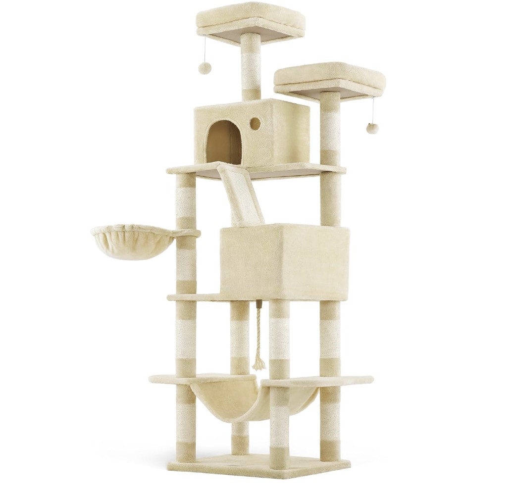 Cat Tree, 203.5 cm Large Cat Tower Condo with Sisal Post